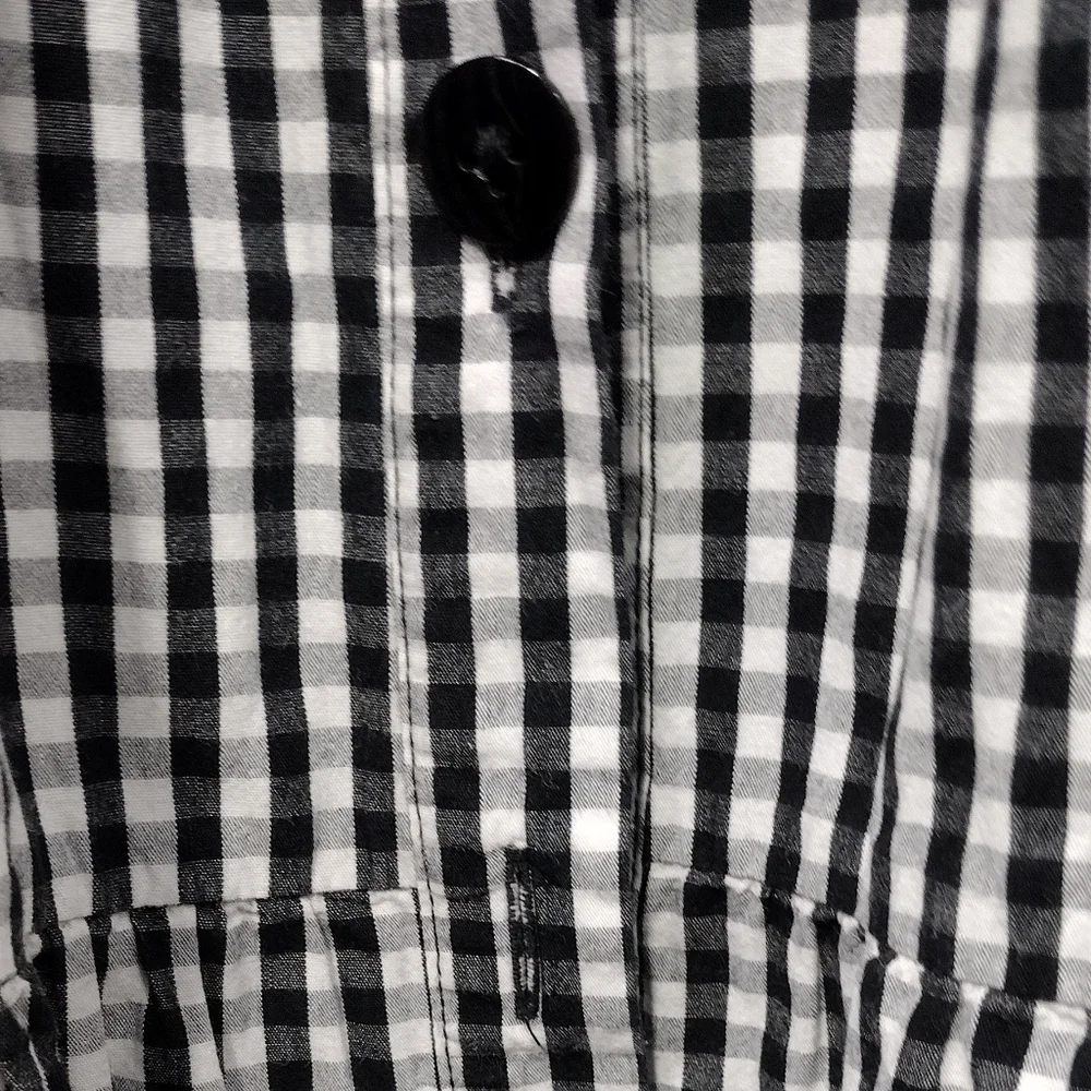 Zara Gingham Tiered Babydoll Dress Women's M Black White Boho Retro 90s Y2K - Picture 7 of 8